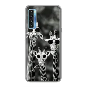 Силіконовий чохол з КАРТИНКАМИ літо для TCL 20L (AlphaPrint) (Жирафи в окулярах)