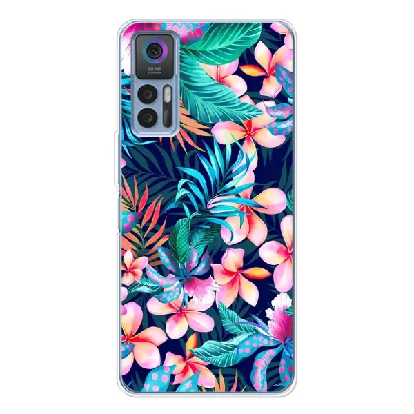 Чехол с принтом «Красочные цветы» для TCL 30 Plus