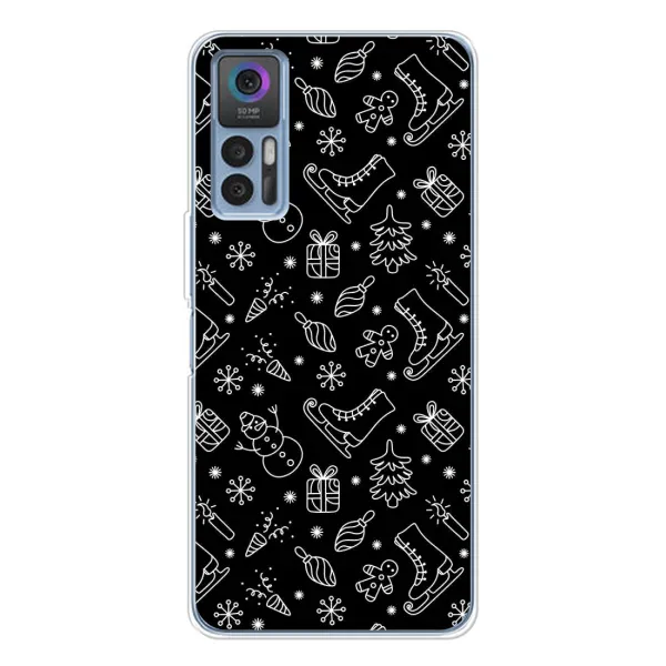 Чехол с принтом «Новогодний фон» для TCL 30 Plus