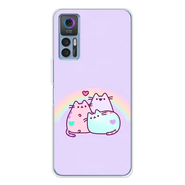 Чехол с принтом «Радужные котики» для TCL 30 Plus