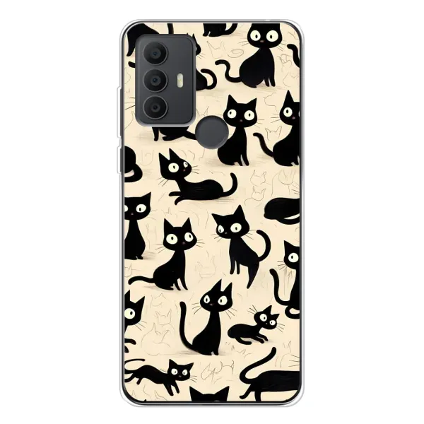 Чехол с принтом «Черные коты» для TCL 30 SE