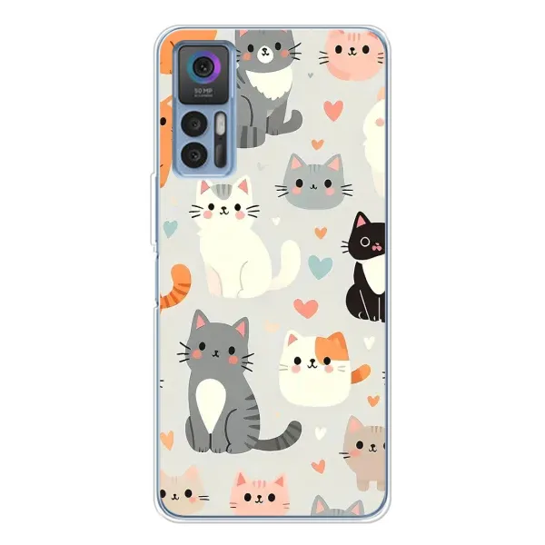 Чохол з принтом «Колаж котів» для TCL 30
