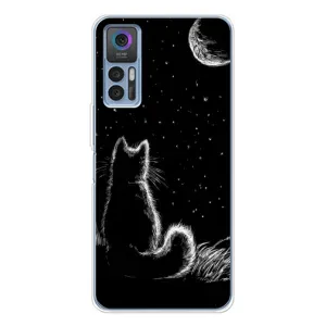 Чехол с принтом для TCL 30 (AlphaPrint) Модные коты (Котик и луна)