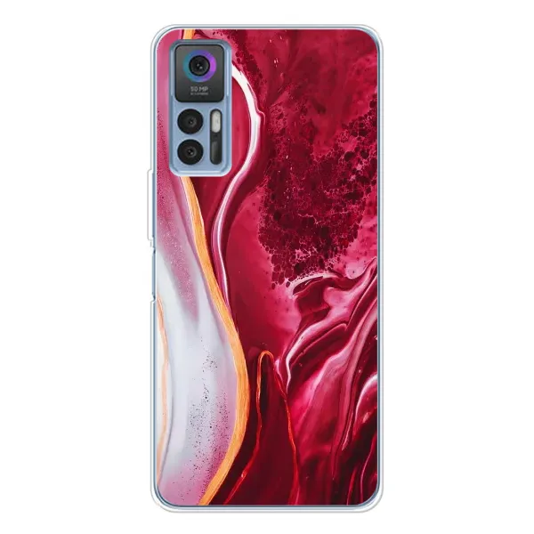 Чехол с принтом «Мрамор красный» для TCL 30