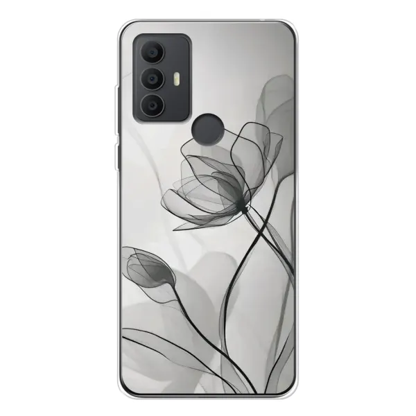 Чехол с принтом «Черные цветы» для TCL 306