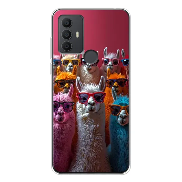 Чехол с принтом «Ламы в очках» для TCL 306