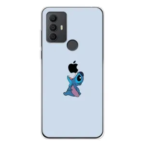Чехол с принтом Стич на TCL 306 (Stitch apple)