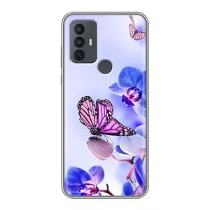 Чехлы с Цветами для TCL 30E (VPrint) (Бабочка на цветочке)