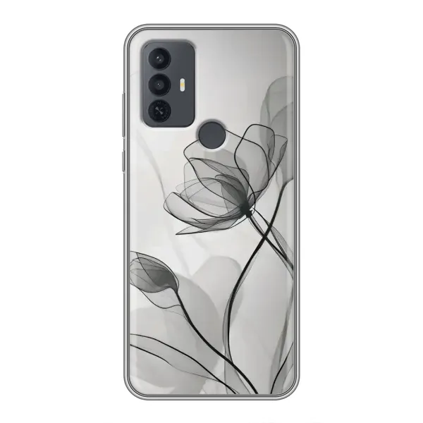 Чехол с принтом «Черные цветы» для TCL 30E