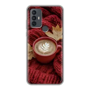 Чехол с уникальным дизайном «Осень с кофе» для TCL 30E (Кофе на пледе)