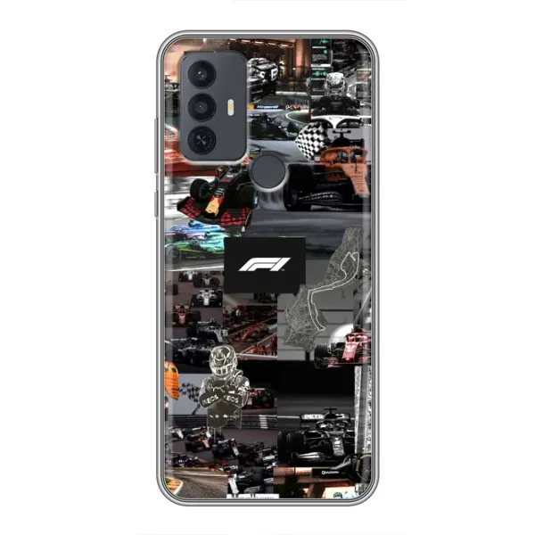 Чехол с принтом «Гоночный коллаж Ф1» для TCL 30E Чехол с принтом «Гоночный коллаж Ф1» для TCL 30E