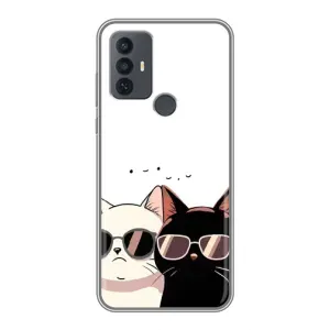 Чехол с рисунком кот на TCL 30E (Коты в очках)