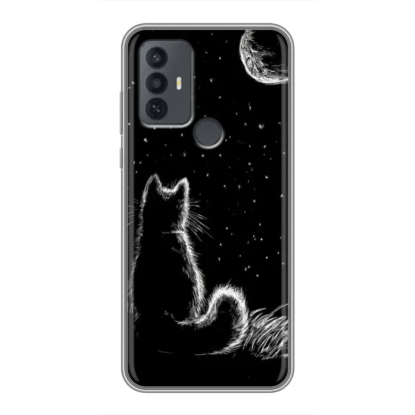 Чехол с принтом «Котик и луна» для TCL 30E