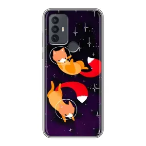Чехлы с картинкой Лисички для TCL 30E (VPrint) (Лисички космонавты)