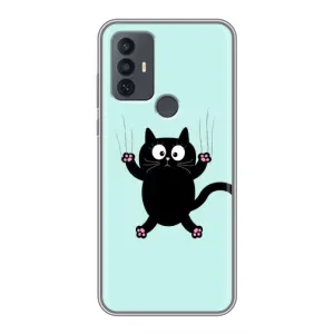 Чехол с принтом для TCL 30E (AlphaPrint) Модные коты (Падающий кот)