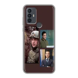 Чехол для TCL 30E (AlphaPrint - с принтом Зеленского) (Президент)