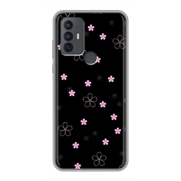 Чехол с принтом «Розовые цветы на черном» для TCL 30E Чехол с принтом «Розовые цветы на черном» для TCL 30E