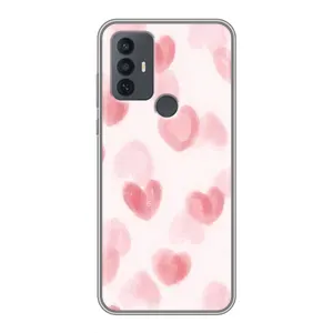 Чехол с розовым рисунком для TCL 30E (Розовые сердечки)