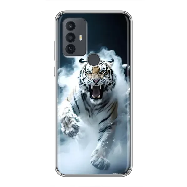 Чехол с принтом «Белый тигр в дыму» для TCL 30E