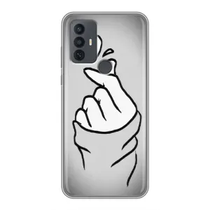 Чехол с принтом для TCL 30E (AlphaPrint - Знак сердечка) (Значок Love)