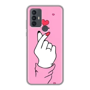 Чехол с принтом для TCL 30E (AlphaPrint - Знак сердечка) (Знак Love)