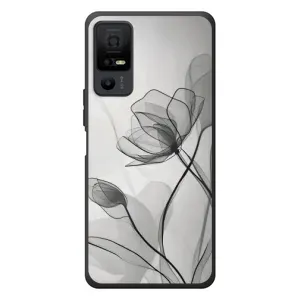 Чехол с цветочным принтом на <td>ТКЛ 40 Некст페이пер 5G </td> (Черные цветы)