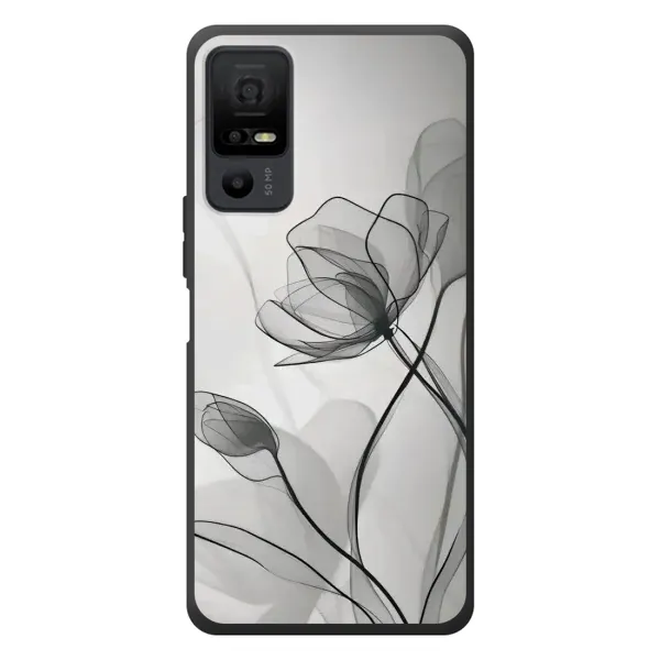 Чехол с принтом «Черные цветы» для TCL 40 NxtPaper 5G