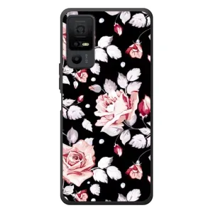 Чехлы с Цветами для TCL 40 NxtPaper 5G (VPrint) (Цветочки на черном)