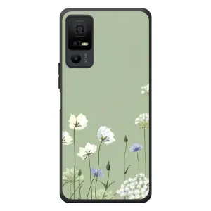 Чехол с цветочным принтом на <td>ТКЛ 40 Некст페이пер 5G </td> (Цветы на зеленом)