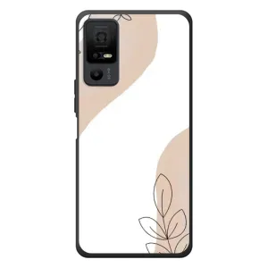 Силиконовый чехол с принтом в цветах на TCL 40 NxtPaper 5G (Нюдовая веточка абстракция)