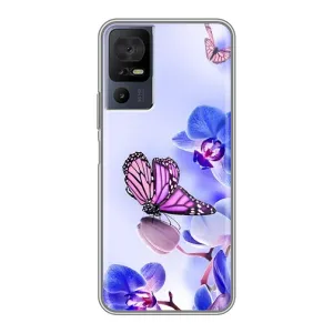 Чохли з квітами для TCL 40 SE (VPrint) (Метелик на квітах)