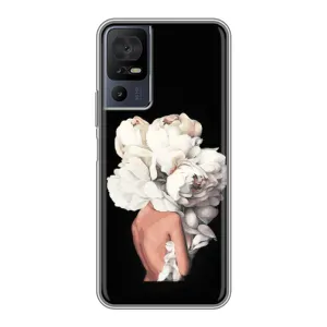 Чехлы (ART) Цветы на TCL 40 SE (VPrint) (Білі квіти)