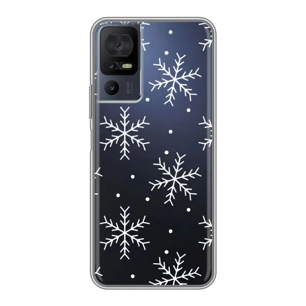 Чехол с принтом «Белые снежинки» для TCL 40 SE Чехол с принтом «Белые снежинки» для TCL 40 SE
