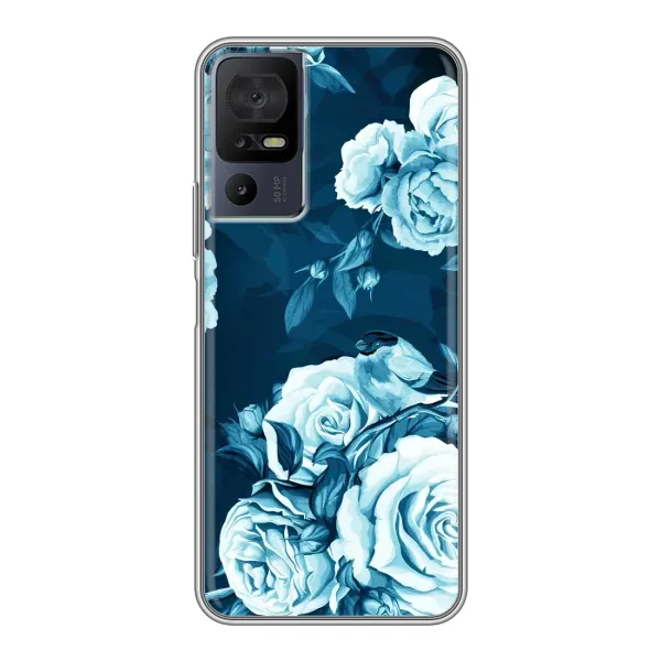 Чехол с принтом «Голубые Бутоны» для TCL 40 SE Чехол с принтом «Голубые Бутоны» для TCL 40 SE