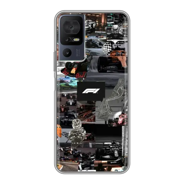 Чохол з принтом «Гоночний колаж Ф1» для TCL 40 SE Чохол з принтом «Гоночний колаж Ф1» для TCL 40 SE