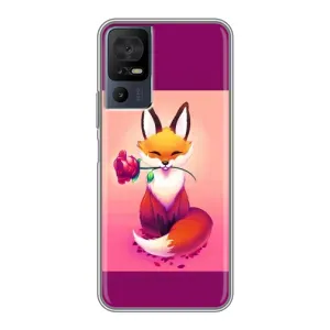 Чохли з картинкою Лисичка для TCL 40 SE (VPrint) (Лиса з трояндою)