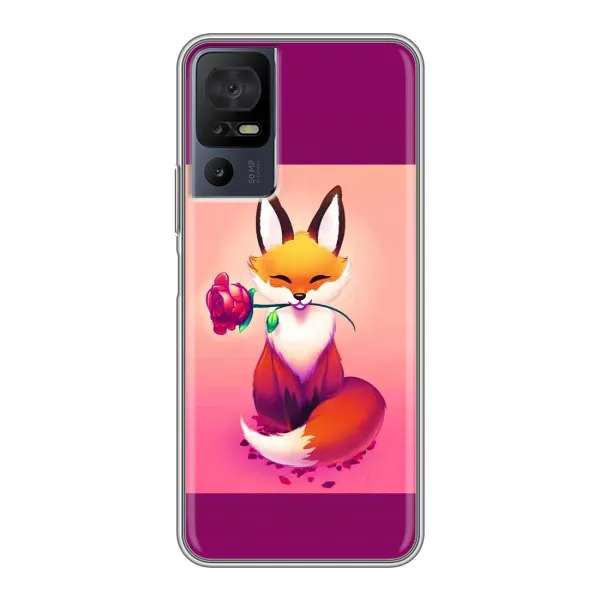 Чехол с принтом «Лисичка с розочкой» для TCL 40 SE