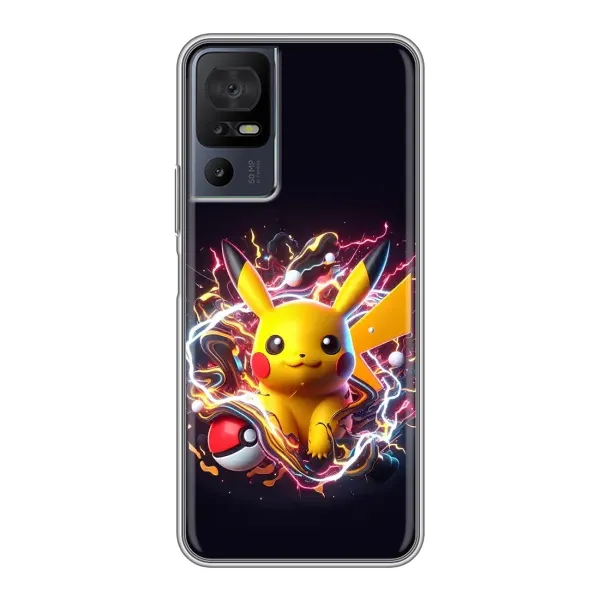 Чохол з принтом «Пікачу з м'ячем» для TCL 40 SE