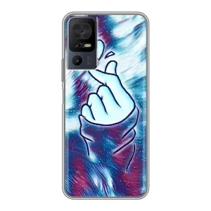 Чехол с принтом для TCL 40 SE (AlphaPrint - Знак сердечка) (Радужное сердце)