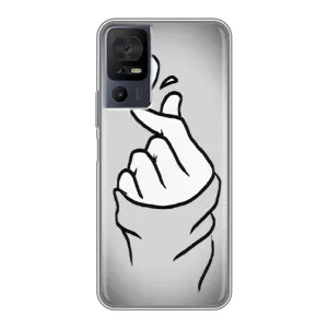 Чехол с принтом для TCL 40 SE (AlphaPrint - Знак сердечка) (Значок Love)