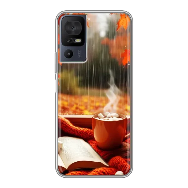 Чехол с принтом «Кофе и дождь» для TCL 50 5G