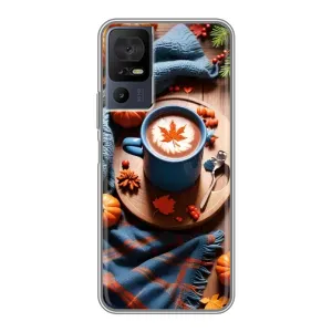 Чехол с уникальным дизайном «Осень с кофе» для TCL 50 5G (Кофе и тыковки)