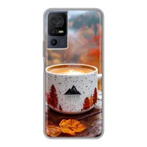 Чехол с уникальным дизайном «Осень с кофе» для TCL 50 5G (Кофе на природе)