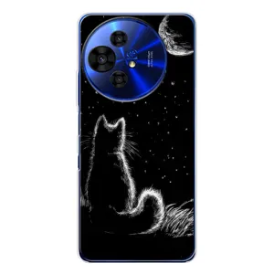 Чохол з принтом для TCL 50 NxtPaper (AlphaPrint) Модні коти (Котик і місяць)