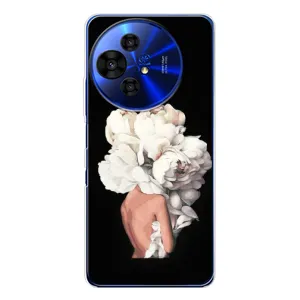 Чехлы (ART) Цветы на TCL 50 Pro NxtPaper (VPrint) (Белые цветы)