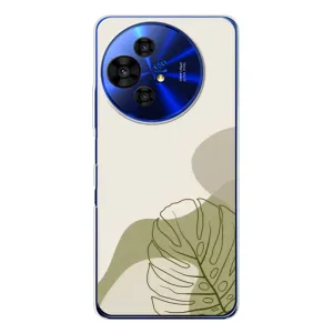 Силиконовый чехол с принтом в цветах на TCL 50 Pro NxtPaper (Зеленая монстера дизайн)