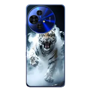 Чехол с картинкой «Хищники» для TCL 50 Pro NxtPaper (Белый тигр в дыму)