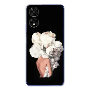 Чехлы (ART) Цветы на TCL 505 (VPrint) (Білі квіти)