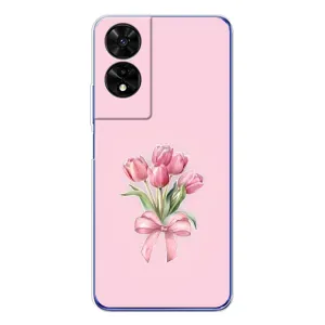 Чехол с розовым рисунком для TCL 505 (Букет цветов)
