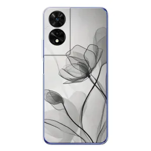 Чехол с цветочным принтом на <td>ТКЛ 505 </td> (Черные цветы)